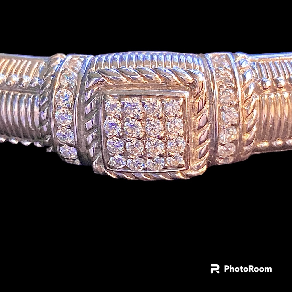 Judith Ripka, sterling silver cuff bracelet with czs